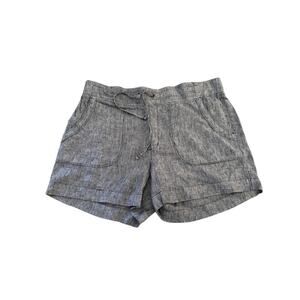 Athleta Linen Shorts Flint Drawstring Mid Rise Heathered Gray Size 12